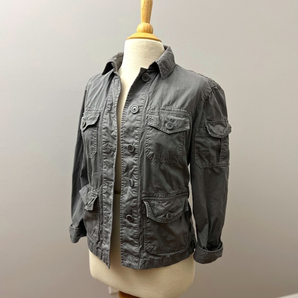 J Crew Classic Twill Chino Field Jacket With Cargo Pockets In Gray Sz XS